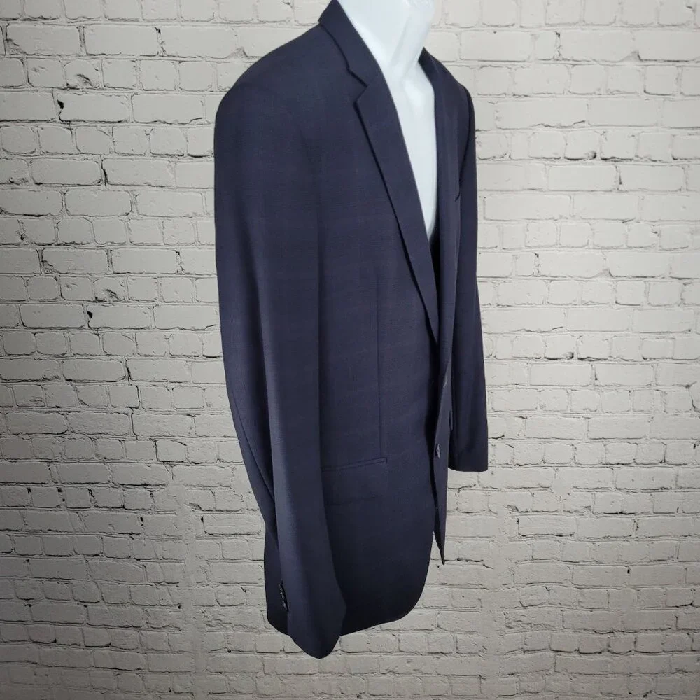 Hugo Boss x Nordstrom Blue 100% Wool Super 120 Drago Check Blazer Sport Coat 42L